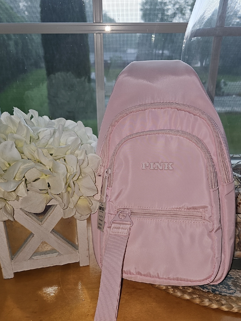 PINK Victoria's Secret Light Pink Nylon Sling Backpack